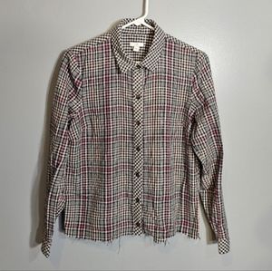 Plaid Button Down with Rough Hem by J. Jill